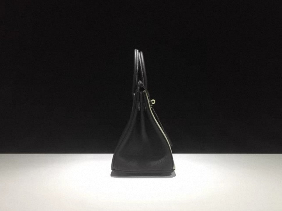 Black and White Full Top Grain Leather Tote Bag