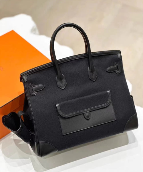 Black Cargo Fabric Tote Bag 35cm