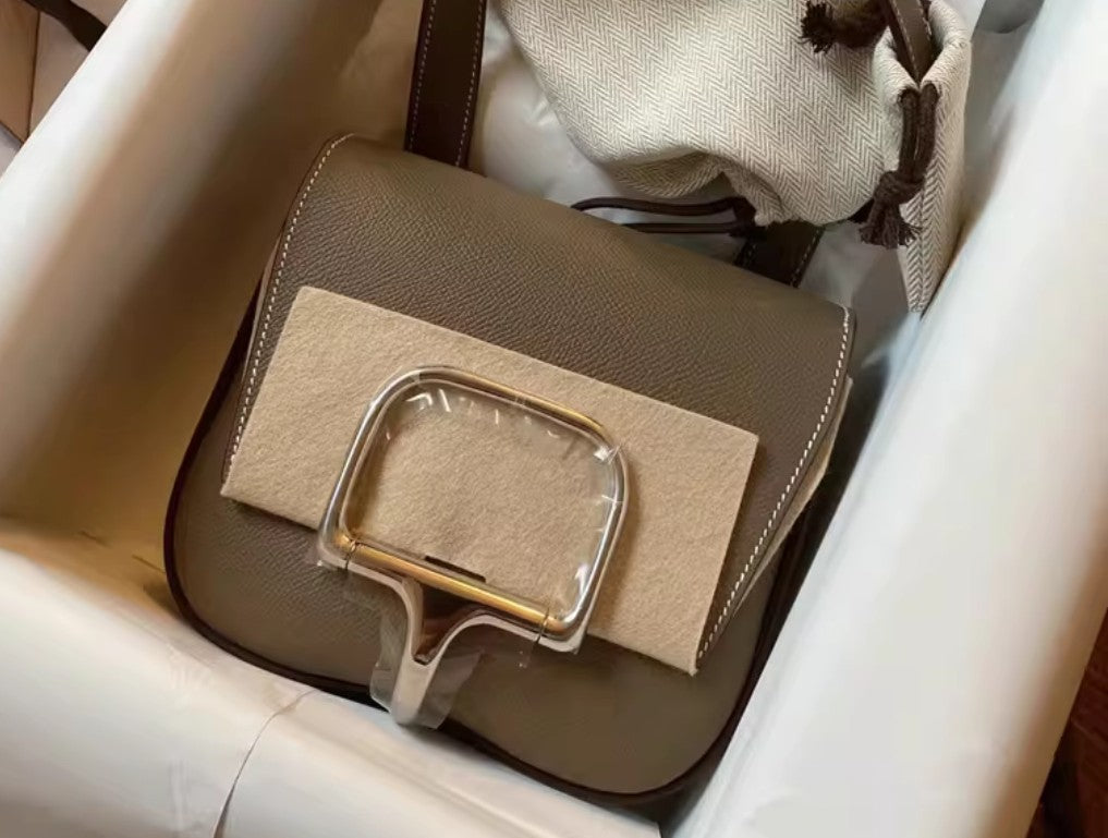 Genuine Leather Small Bag with Stainless Clasp