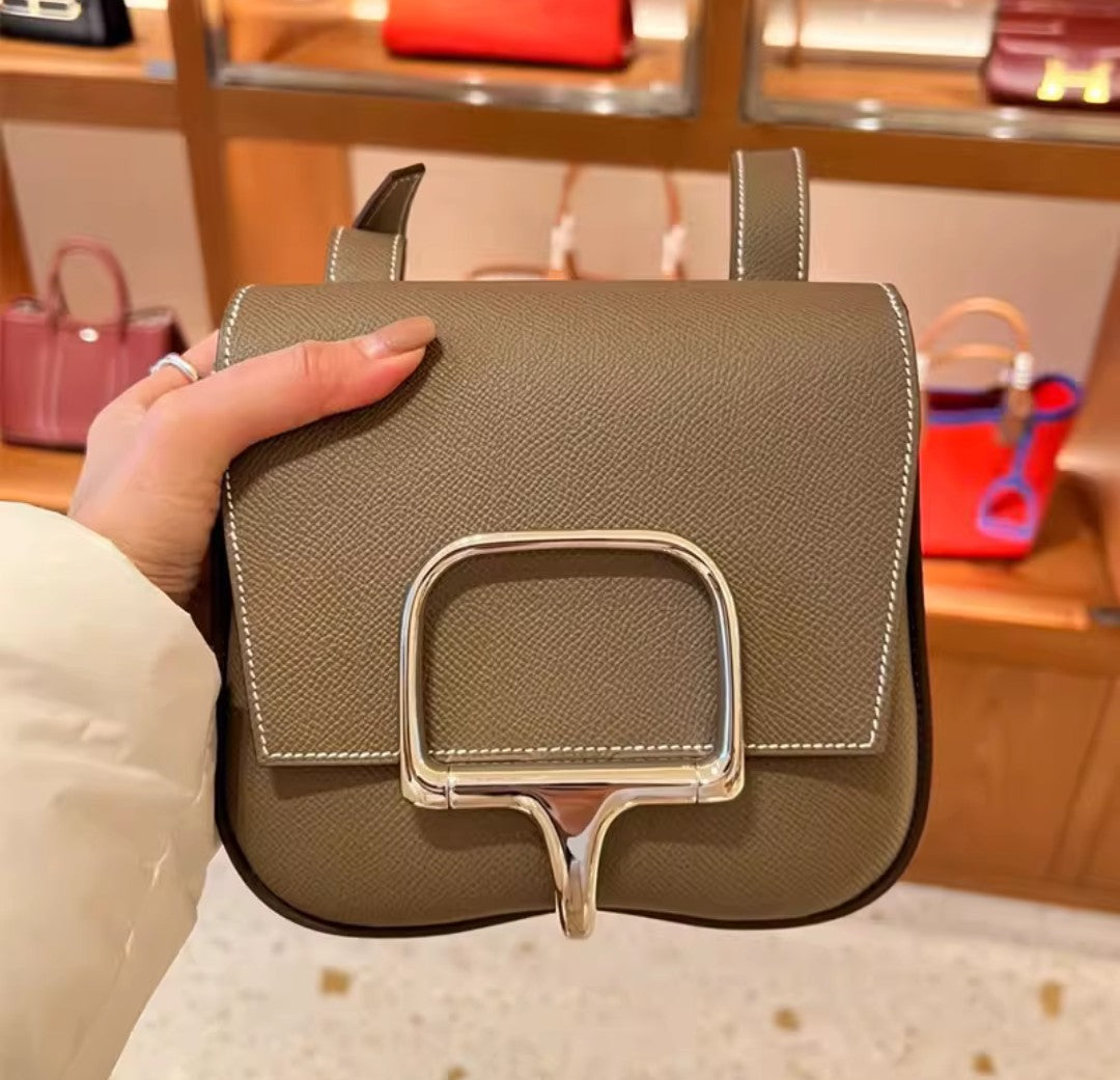 Genuine Leather Small Bag with Stainless Clasp