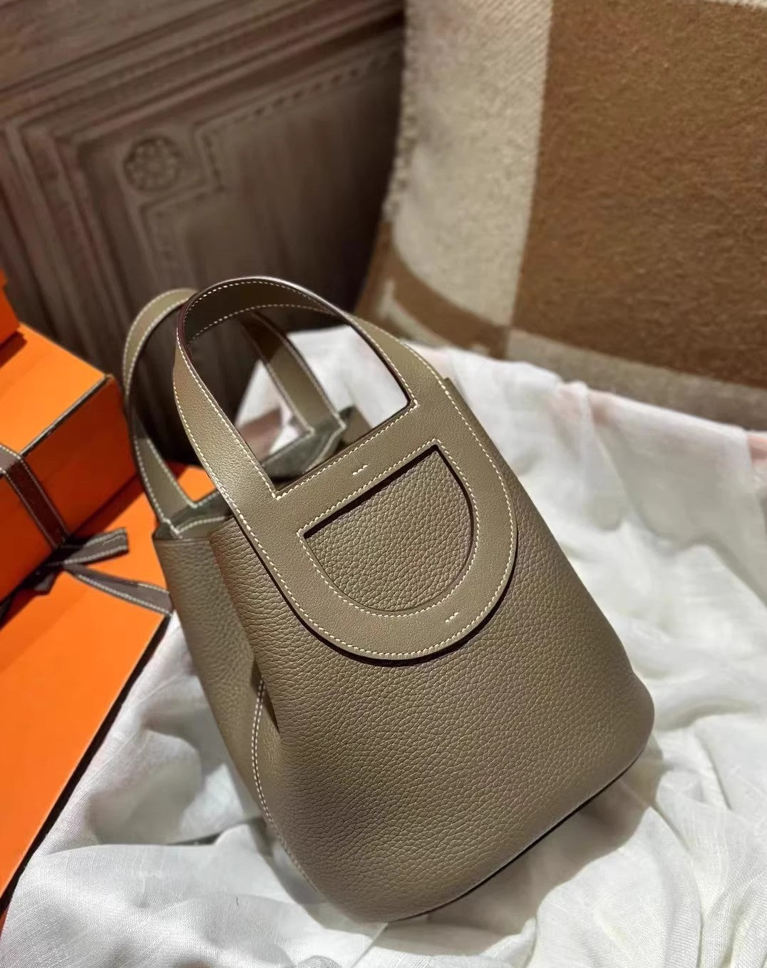 Grey Bucket Tote Bag