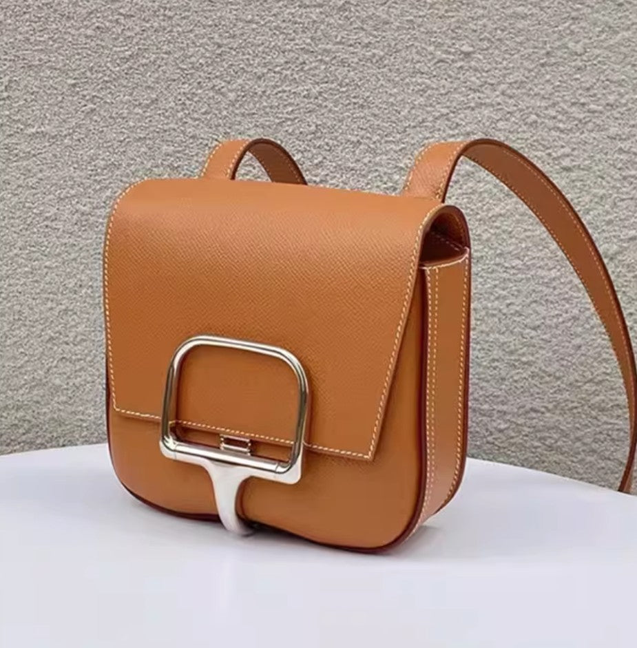Genuine Leather Small Bag with Stainless Clasp