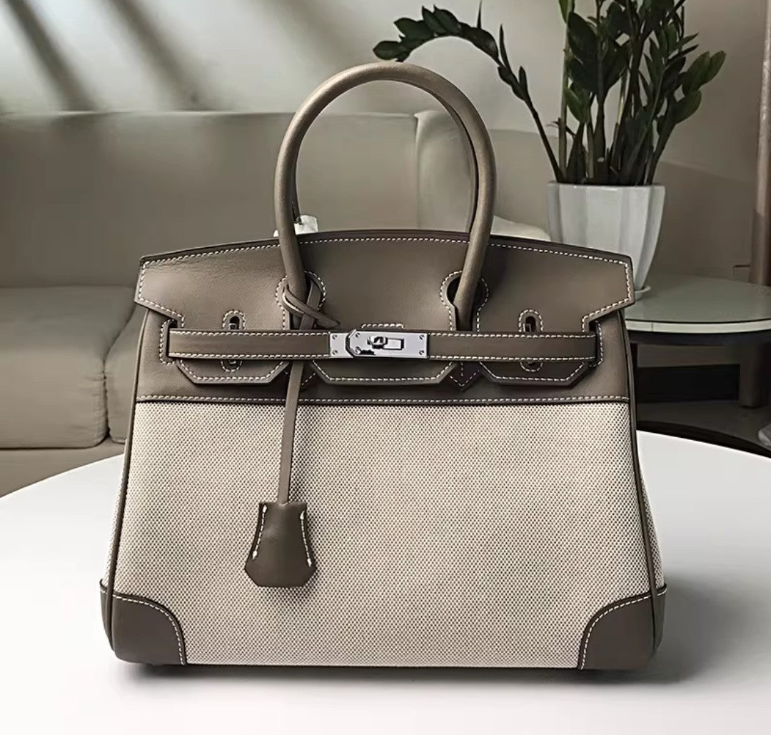Grey Fabric Tote Bag 31cm