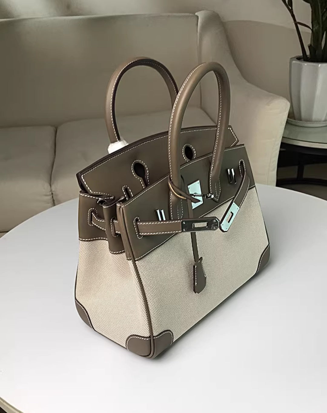 Grey Fabric Tote Bag 31cm